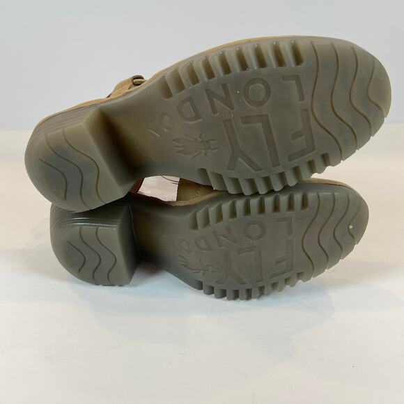 Fly London Wage Tan Leather Strap Heels Shoes Wage368fly Women's Size 41 / US10 - Picture 7 of 8